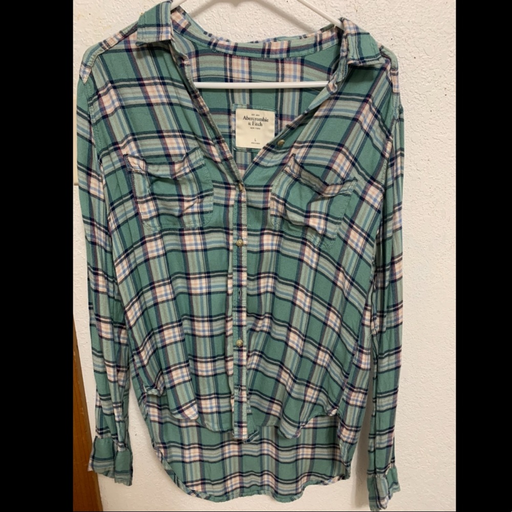 Abercrombie turquoise teal flannel